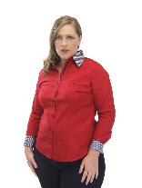 Camisete Manga Longa Algodo Vermelho Plus Size