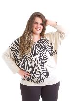 Blusa Manga 7/8 Viscolycra Animal Print Plus Size