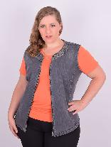 Colete Jeans Bordado Chumbo Plus Size