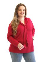 Blusa Manga Longa Viscolycra Cinza Plus Size